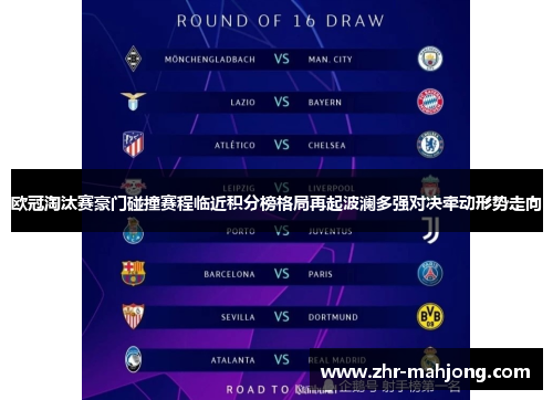 欧冠淘汰赛豪门碰撞赛程临近积分榜格局再起波澜多强对决牵动形势走向 欧冠淘汰赛豪门碰撞赛程临近积分榜格局再起波澜多强对决牵动形势走向